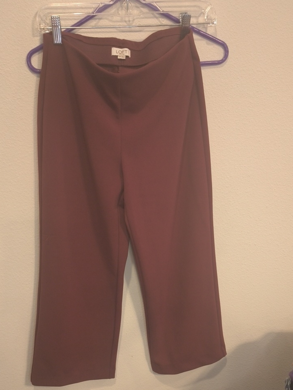 LOFT Cropped Wide-Leg Pants in Mauve Extra Small Petite